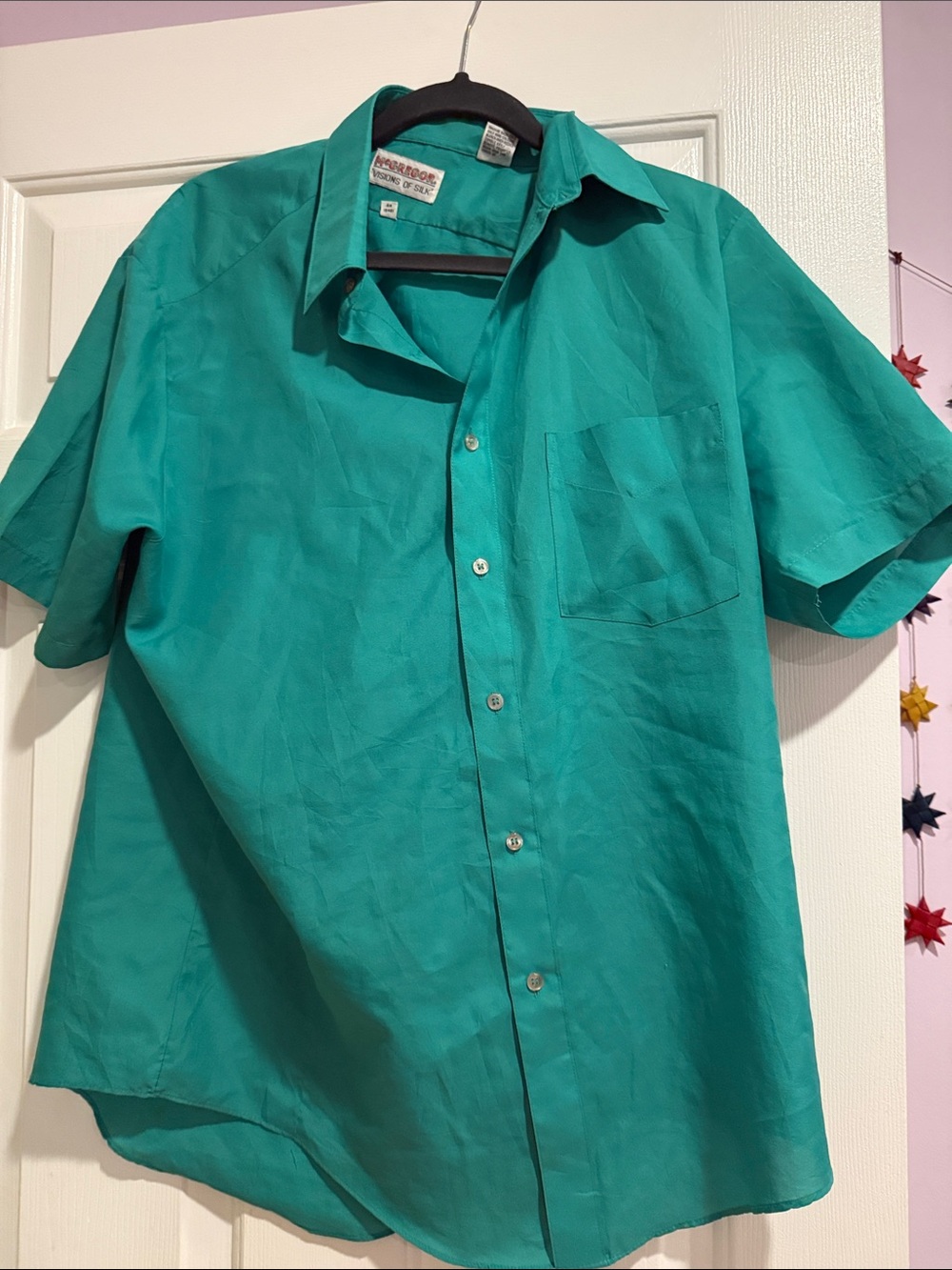 McGregor Men's Teal Button-Down Short Sleeve Shirt